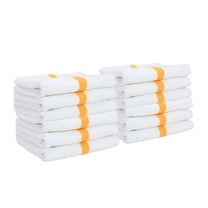 Arkwright Power Gym Hand Towels (12 Pack), 16x27 in., Soft Cotton, White with Gold Stripe