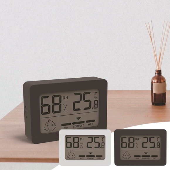Termómetro Higrómetro Digital con Indicador de Sonrisa, Monitor de Temperatura y Humedad, Pantalla Lcd, Rango de -20 °C a 60 °C, Soporte de Mesa o Pared, Blanco o Negro
