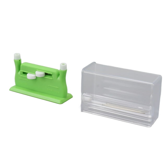 Automatic Desk Needle Threader, Handy Double Needle Sewing Thread Tool with 5 Plastic Threader Insertion Tool for Hand Sewing Machine