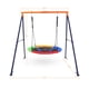 thumbnail image 4 of Juego de columpios con plato de 440 libras, estructura metálica en A resistente y cuerdas ajustables, columpio redondo para patio trasero, parque o área de juegos, 4 of 7