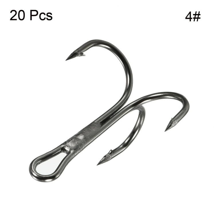4#0.91 inch Treble Fish Hooks Carbon Steel Sharp Bend Hook with Barbs, Black 20 Pack, Size: 23mm/0.91