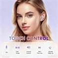 thumbnail image 3 of True Wireless Earbuds Purple Bluetooth 5.3 with Microphone for Working Out Noise Canceling Blue Tooth Ear Buds Deep Bass TWS Wireless Earphones with Charging Case in Ear Headphone for iPhone Android, 3 of 8