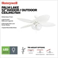 thumbnail image 3 of Honeywell Palm Lake 52" Indoor Outdoor Ceiling Fan w/ Light & Pull Chain, White, 3 of 12