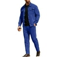 thumbnail image 2 of Men's Casual Sports Suede Business Button-down Jacket and Pants Suit, for Winter Formal Events and Professional Wear,Royal Blue,L, 2 of 4