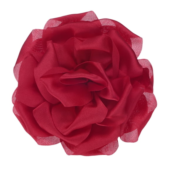 Uxcell Rose Flower Brooches for Women, Handmade Satin Fabric Big Peony Hair Flowers Clips for Wedding[10cm, Wine Red]