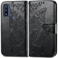 thumbnail image 2 of Designed for Moto G Pure Wallet Case,Women Butterfly Embossed PU Leather Protective Phone Case with Kickstand Card Holder Slots Wrist Strap Flip Cover for Motorola Moto G Pure (2021) (Black), 2 of 8