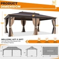 thumbnail image 4 of Hommow 14' x 20' Hardtop Gazebo Galvanized Steel Outdoor Canopy Aluminum Frame Brown, 4 of 7