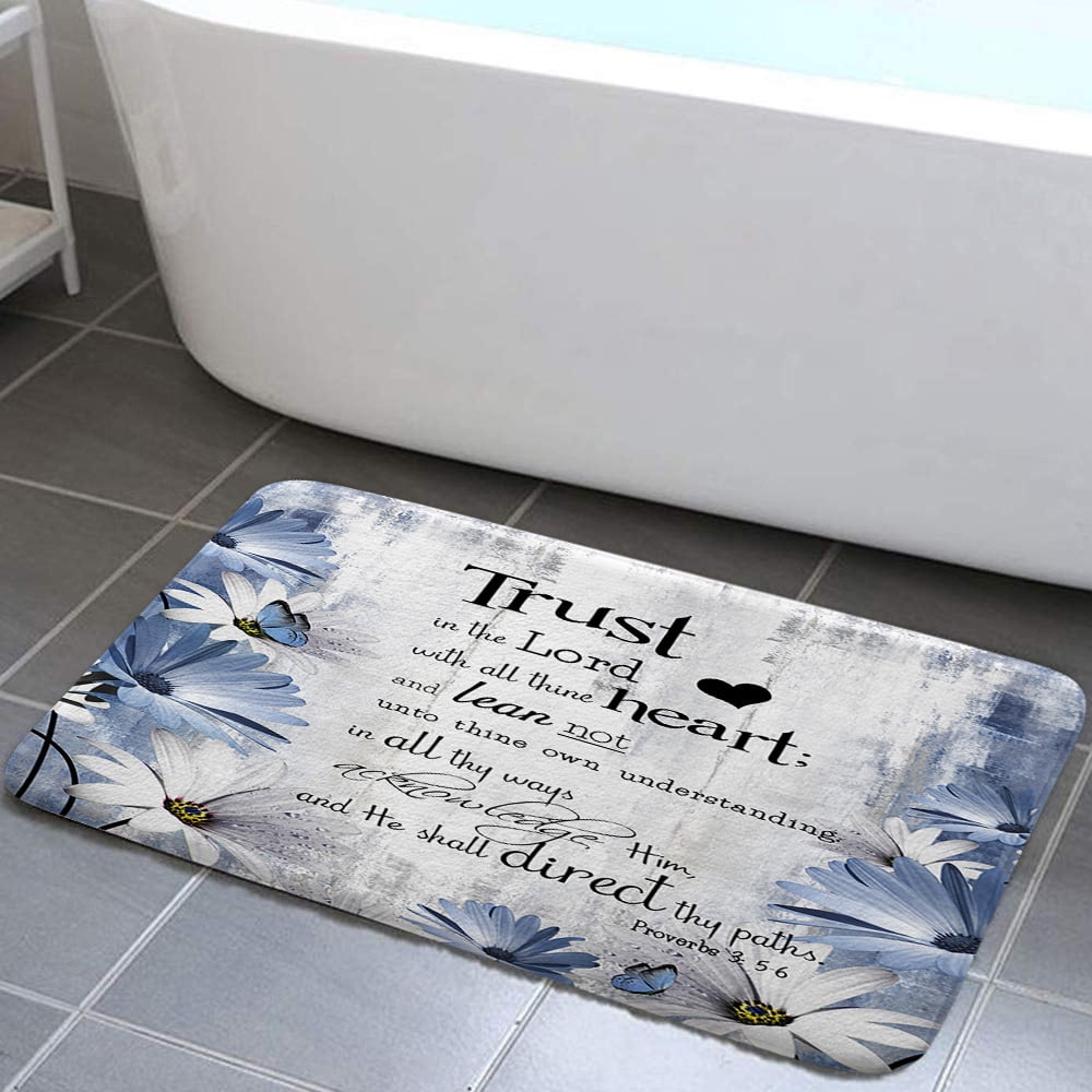 Inspirational Quote Bathroom Rug Mat, Bible Verse Inspirational