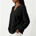 thumbnail image 4 of Lumistal Womens Sweatshirt Long Sleeve V Neck Lace Loose Fit Fall Pullover Tops Sweatshirts for Women Trendy Lightweight Tunic Top Spring Fall Outfits Black M, 4 of 6