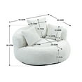thumbnail image 3 of Giant Bean Bag Chair for Adults, Oversized Chenille Sofa Bed with 3 Pillows & Wrap-Around Backrest, Gaming Lounge for Living Room, Beige, 3 of 7