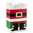 thumbnail image 1 of 9" Medium Gift Bag with Tissue Paper (Santa Boots), 1 of 6