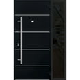 thumbnail image 5 of Front Exterior Prehung Steel Door / Deux 6083 Black Enamel / Side Exterior Window Sidelite / Stainless Inserts Entry Metal Modern Painted W36+16" x H80" Left hand Inswing, 5 of 5