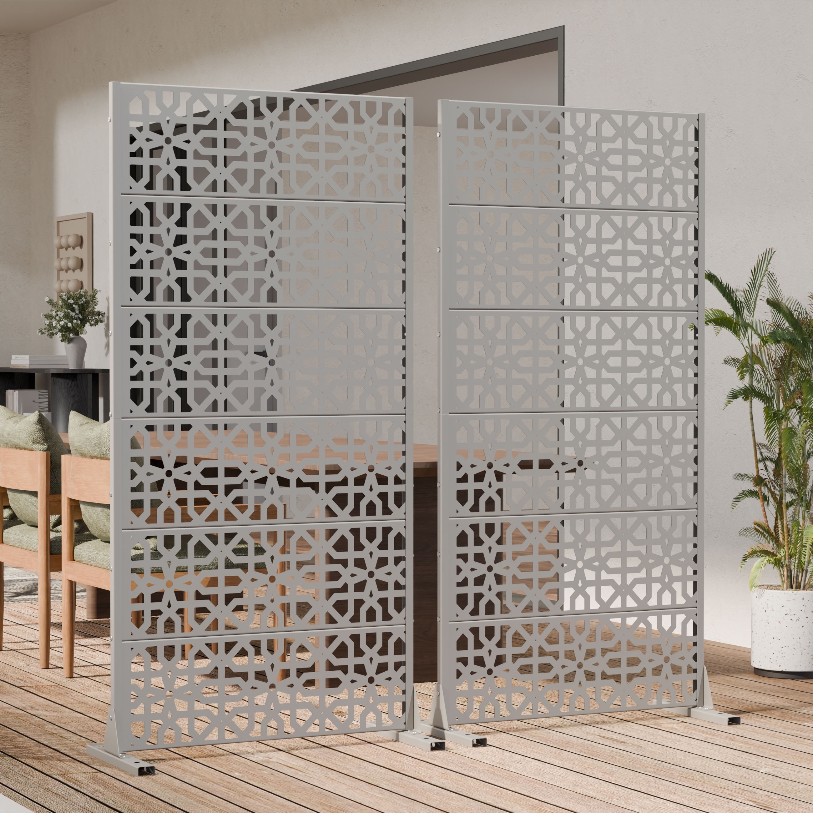 MAYEERTY 72*35in Outdoor Privacy Screen, Hot Tub Area Metal Privacy Fence, Privacy Panel for Patio, Balcony, Backyard, Garden