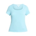 thumbnail image 5 of Time and Tru Women's Square Neck Pucker Tee with Short Sleeves, Sizes XS-XXXL, 5 of 5
