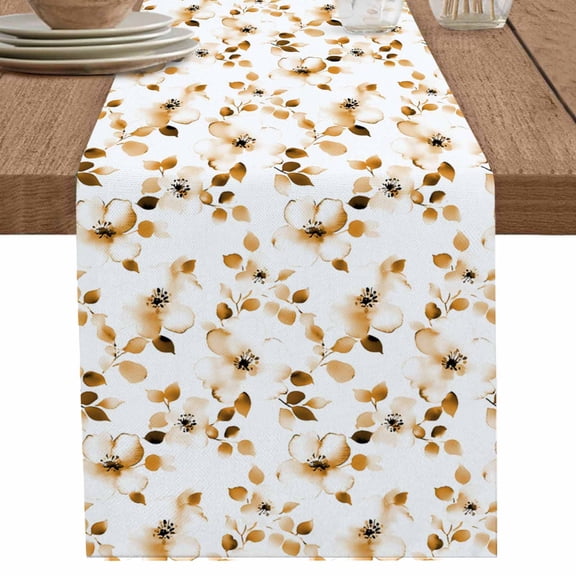 nqOlkjepod Orange Botanical Table Runner 120 Inches Long Farmhouse Dress Scarves, Vintage Blossom Floral Wildflower Dining Tablerunner for Coffee Table/Kitchen Island/Party Décor, 13" x 120"