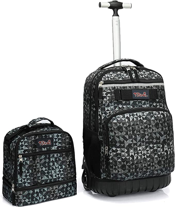 Tilami Rolling Backpack 19 inch with Lunch Bag Wheeled Laptop Backpack
