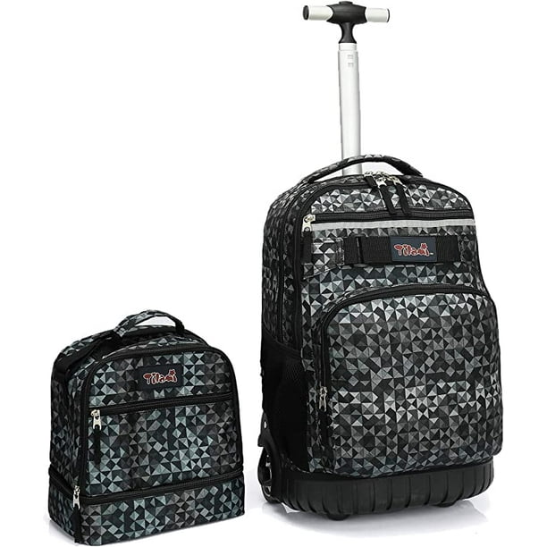 Tilami Rolling Backpack 19 inch with Lunch Bag Wheeled Laptop Backpack