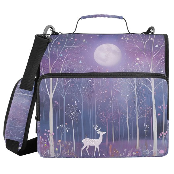 FORMRS Zipper Binder with Shoulder Strap 2-inch Ring 500 Sheet Capacity File Bag, Purple Forest