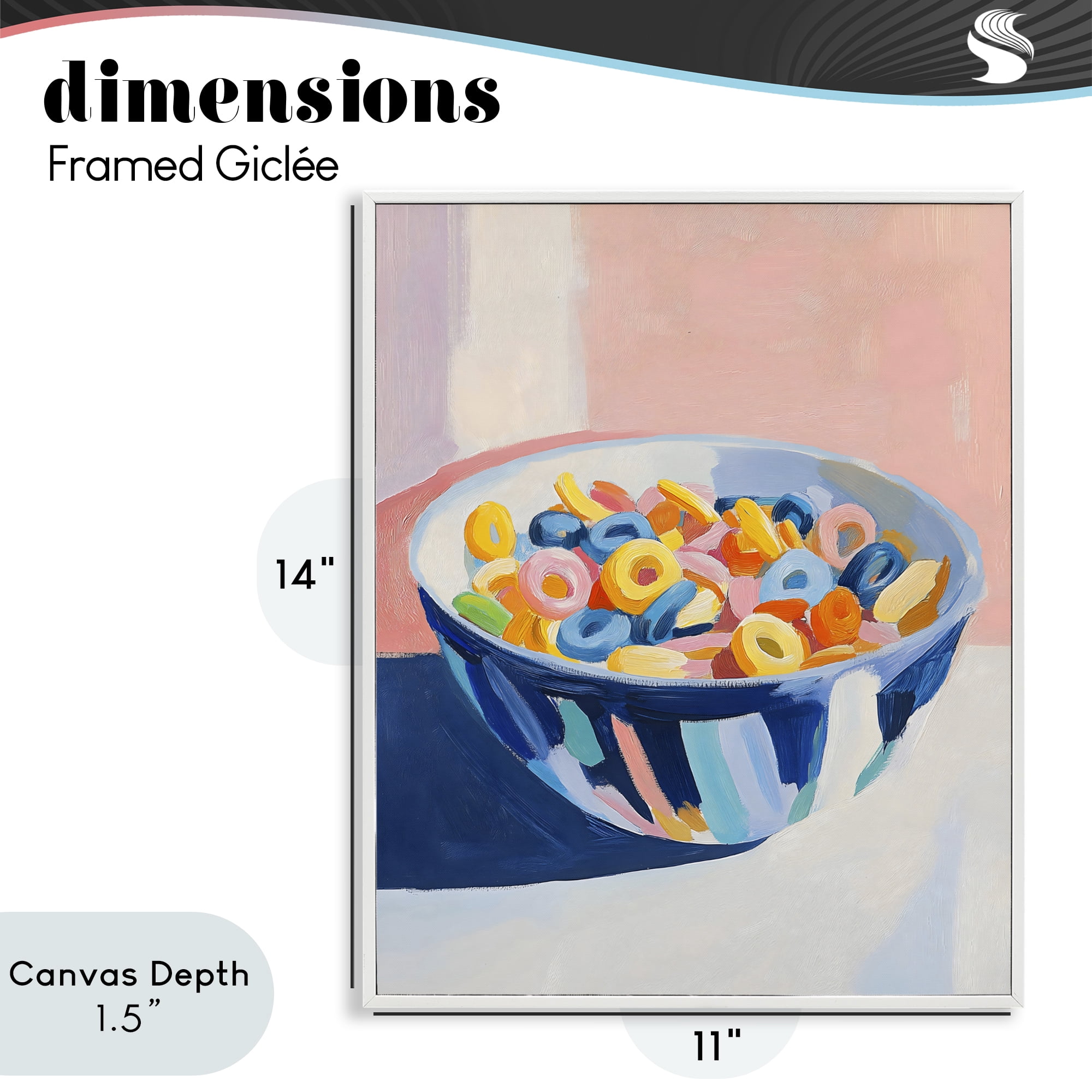 Stupell Industries Colorful Cereal Bowl White Framed Giclee Art, design by The Prints Vibe