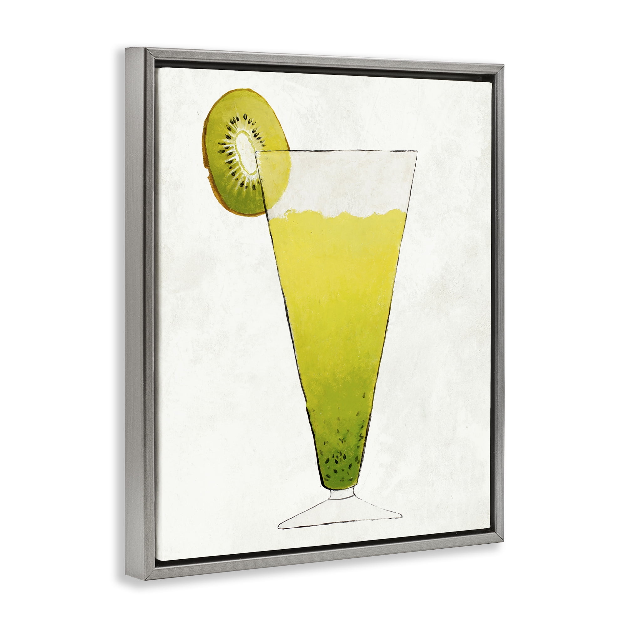 Stupell Industries Summer Cocktail Kiwi Slice Gray Framed Floater Canvas Wall Art, design by Lorenzo Collective