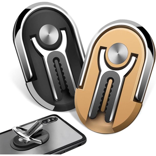 2 piezas (negro + dorado) soporte para teléfono para automóvil, anillo de soporte para teléfono multifuncional giratorio de 360°, se puede utilizar para la salida de aire del automóvil