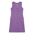 thumbnail image 4 of Npasoilc Button Front Linen Pocket Dresses for Women Sleeveless V-Neck Loose A-Line Mini Dress, 4 of 8