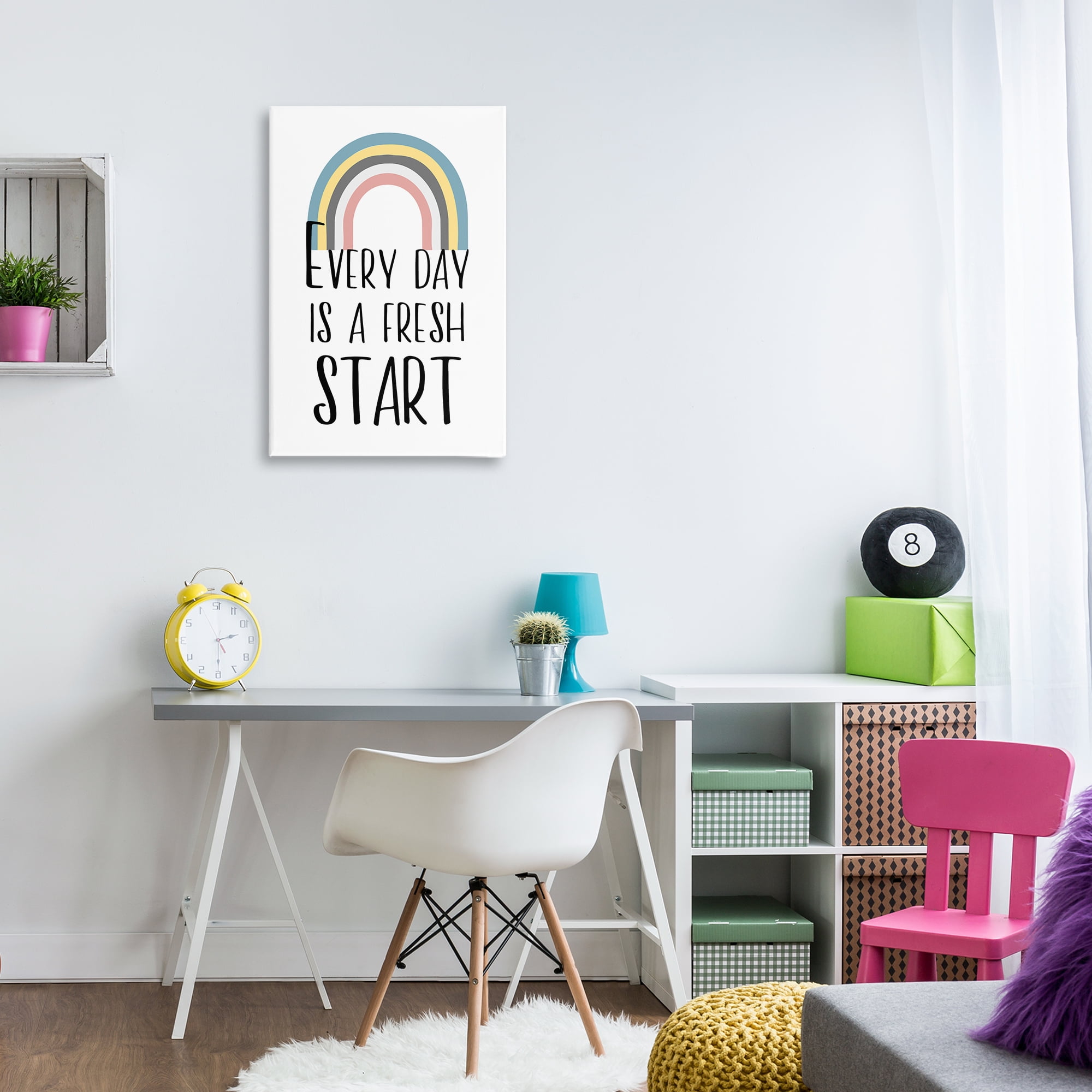 Stupell Industries Every Day Fresh Start Text & Numbers Painting Wrapped Canvas Art Print Wall Art, 20 x 30