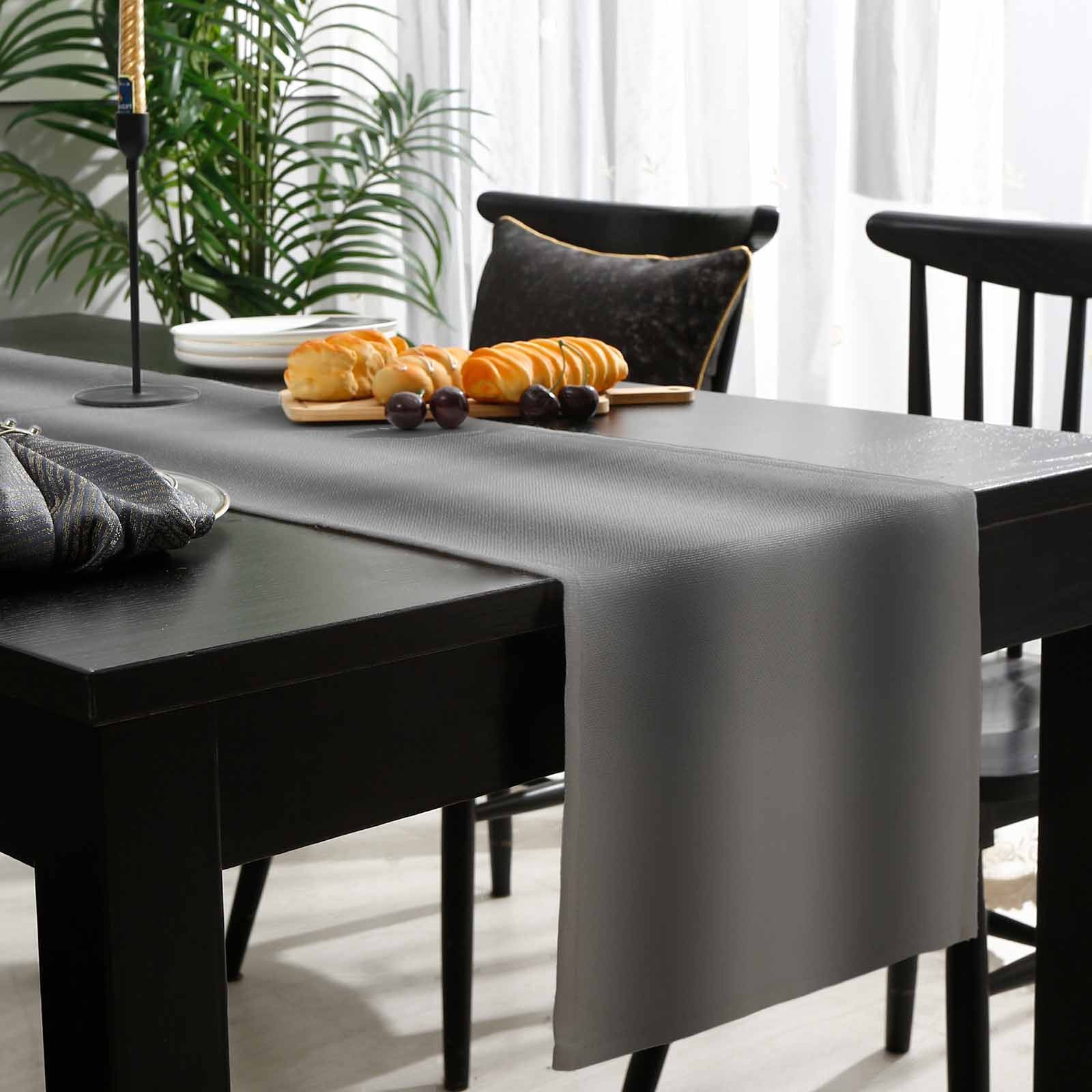 Black Ombre Cotton Linen Table Runner 18 x 72 inch Grey Modern Art Farmhouse Non-slip Rectangular Dining Table Decor for Wedding Party Holiday Dinner
