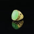 thumbnail image 2 of PAMTIER Men's Stainless Steel Vintage Punk Classic Oval Light Green Gemstone Signet Ring Cut Out Beast Dragon Pattern Carved Statement Gold Size 11, 2 of 5