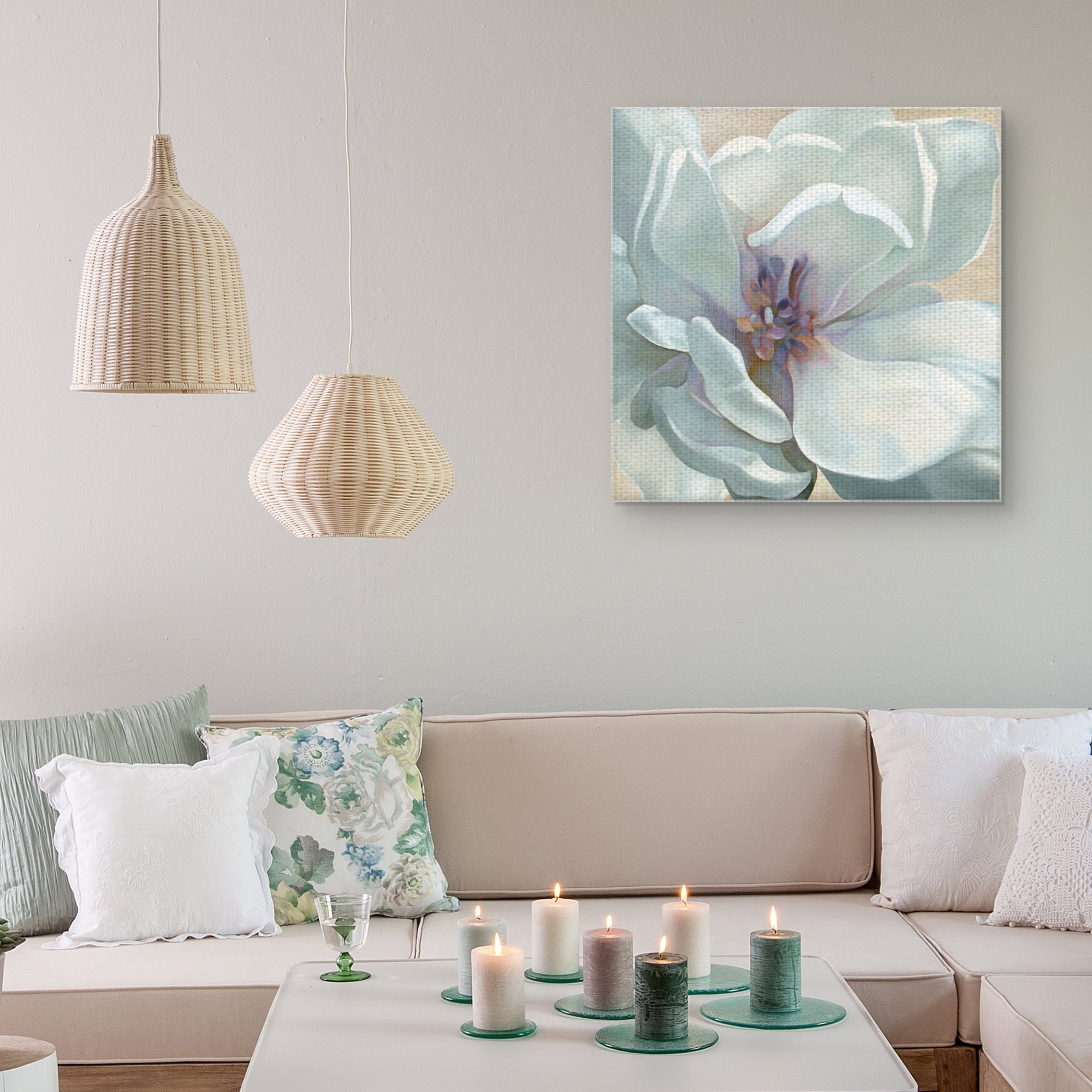Masterpiece Art Gallery Iridescent Bloom I White Flower By Carol Robinson Canvas Art Print 24" x 24"