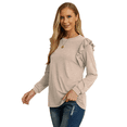 thumbnail image 4 of JWD Long Sleeve Shirts for Women Knit Tops Casual Crewneck Ruffle Tops Loose Fit Khaki-Medium, 4 of 7