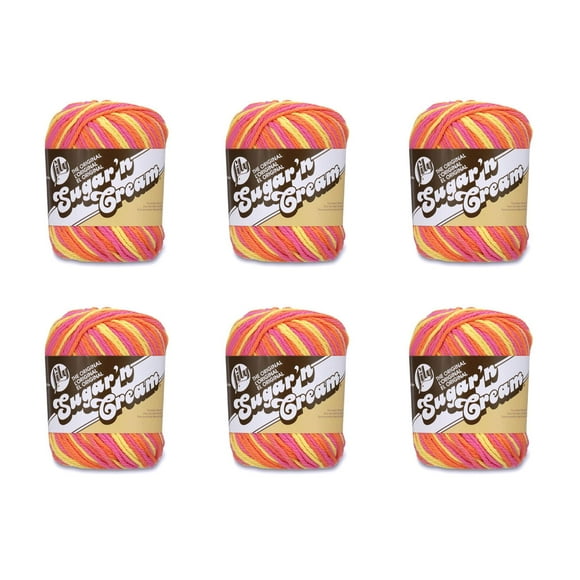 Lily Sugar'N Cream Playtime Yarn - 6 Pack of 57g/2oz - Cotton - 4 Medium (Worsted) - 95 Yards - Knitting/Crochet
