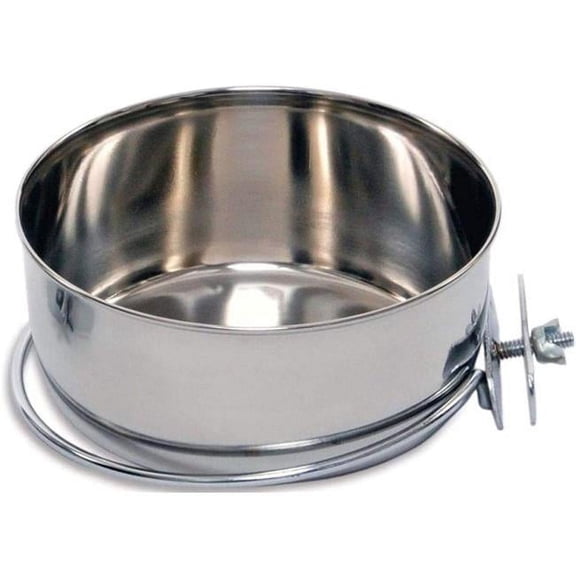 Pet Nautic CN-130 30 oz Steel Coop Cup with Bolt On Wire Bracket Clamp, Large