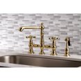 thumbnail image 2 of Kingston Brass KS7272AXBS English Country Bridge Kitchen Faucet with Brass Side Sprayer, Polished Brass, 2 of 8