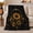 Black and Golden Yellow Celestial Floral, variant on Printed Flannel Throw Blanket with Celestial Sunflower Night Sky