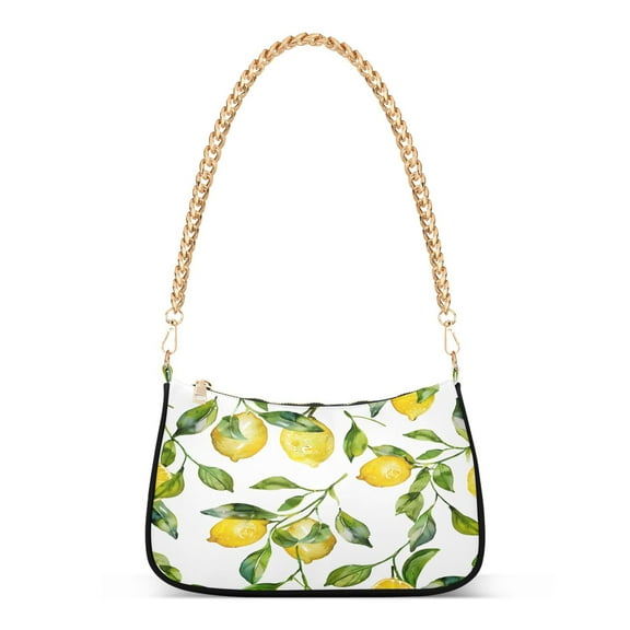 Ryvnso Lemon and Leaves Womens Chain Shoulder Bag Tote Handbags Clutch Hobo Purse with Zipper for Travel