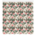 thumbnail image 2 of Ambesonne Tropical Shower Curtain, Plumerias Hibiscuses Art, 69"Wx84"L, Jade Green Pale Ruby, 2 of 4
