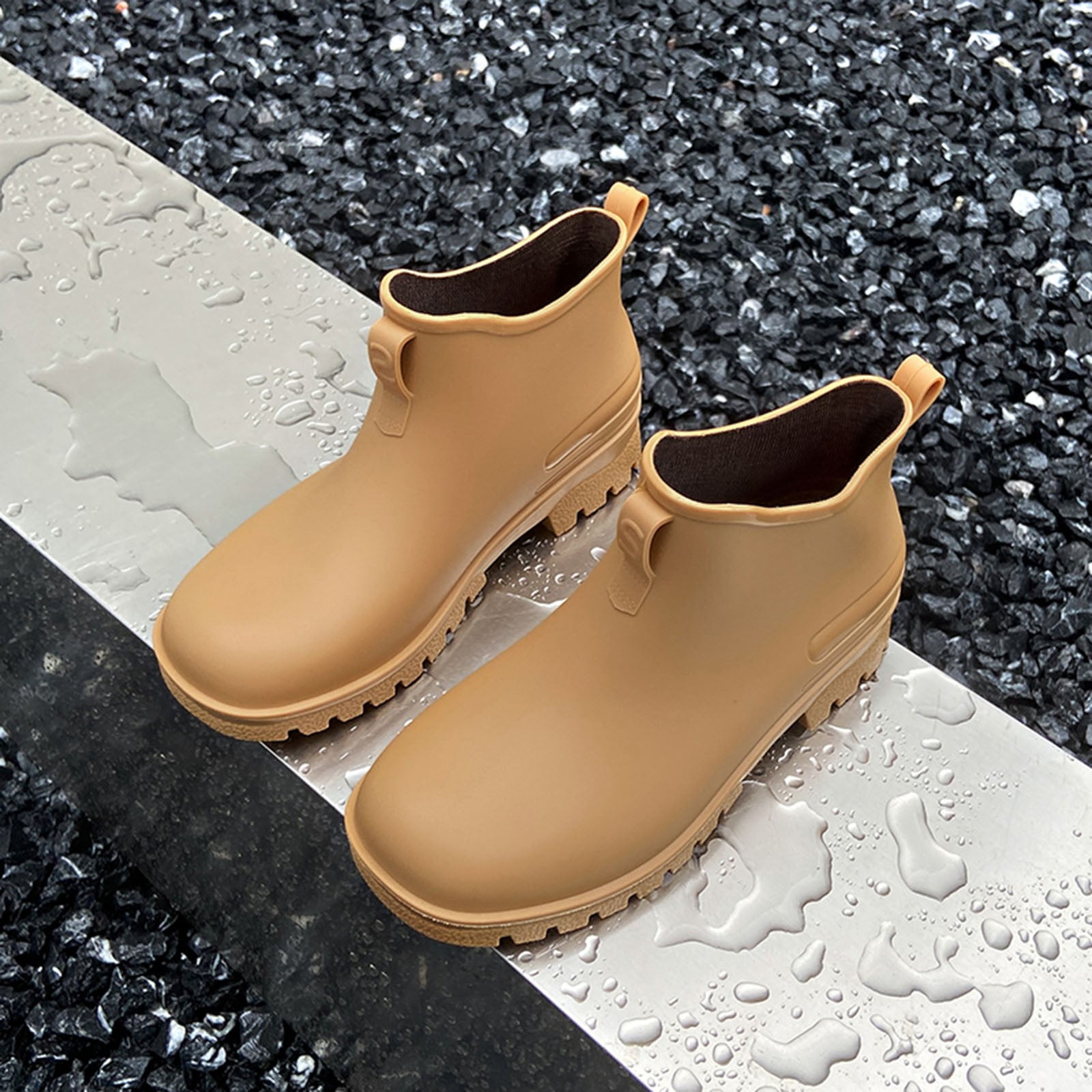 IUJSOY Short Rain Boots Women Fashion Waterproof Chelsea Boots for Women Outdoor Mud Garden Shoes