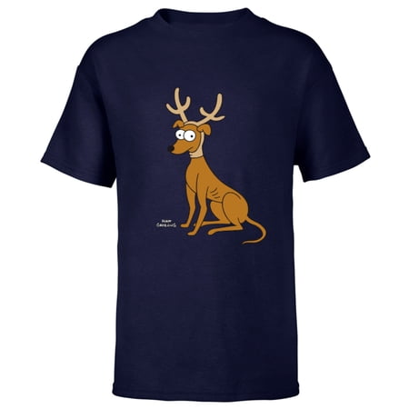 The Simpsons Santa’s Little Helper Reindeer Ears Holiday – Short Sleeve T-Shirt for Kids – Customized-Navy