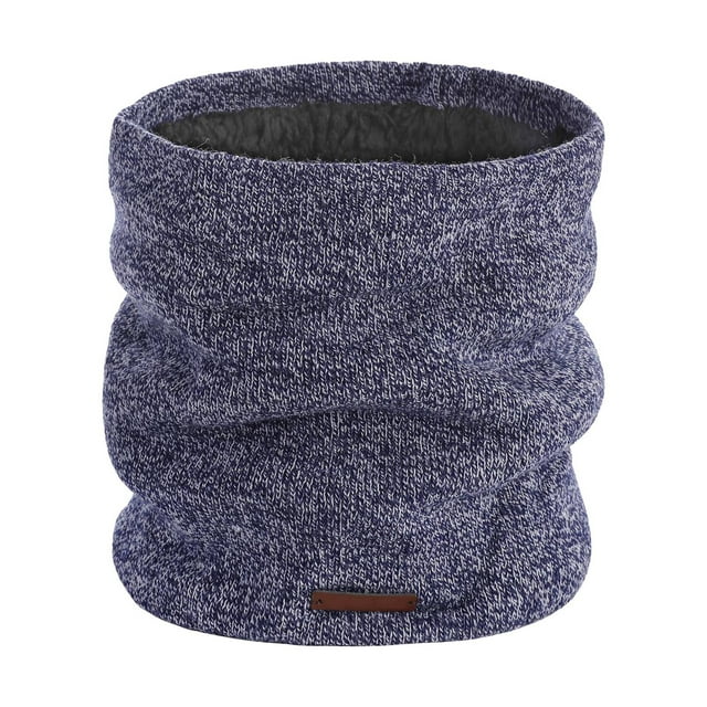 Aocisk Winter Warm Double Layer Neck Gaiter Unisex Knitted Snood For Cold Weather Blue One Size