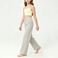 thumbnail image 5 of Girls Wide Leg Trousers Elastic High Waist Loose Fit Casual Everyday with Pockets Beige,Size 14-15 T, 5 of 8