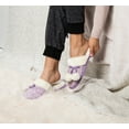 thumbnail image 6 of Women’s Fuzzy Knit Pom-Pom Slippers with Memory Foam Cushioning, Non-Slip Indoor House Shoes, 6 of 7