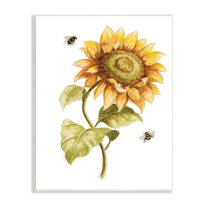 Stupell Industries Minimal Sunflower Floral Blooming Bees Flying By, 13 x 19, Designed by Patricia Pinto