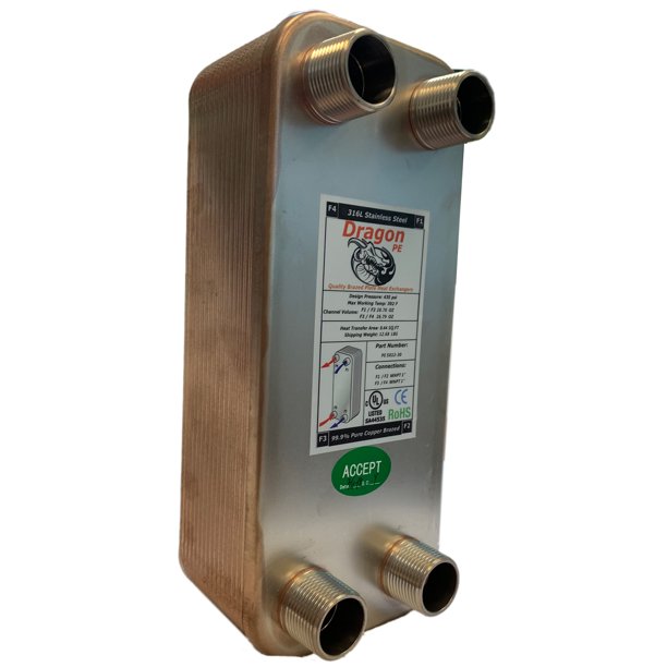 30 Brazed Plate Heat Exchanger, 60,000 BTU