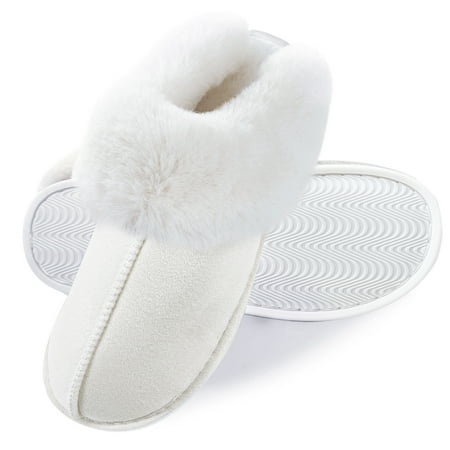 

Homieway House Slippers for Women White Memory Foam Fluffy Women s Slippers Soft Warm and Anti-Skid Cozy Slippers for Indoor Outdoor