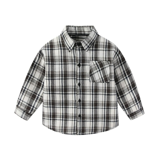 Tranfacy Chemises à Carreaux à Boutons pour Enfants à Manches Longues Col Rabattu Manteau d'Automne et Couche de Base