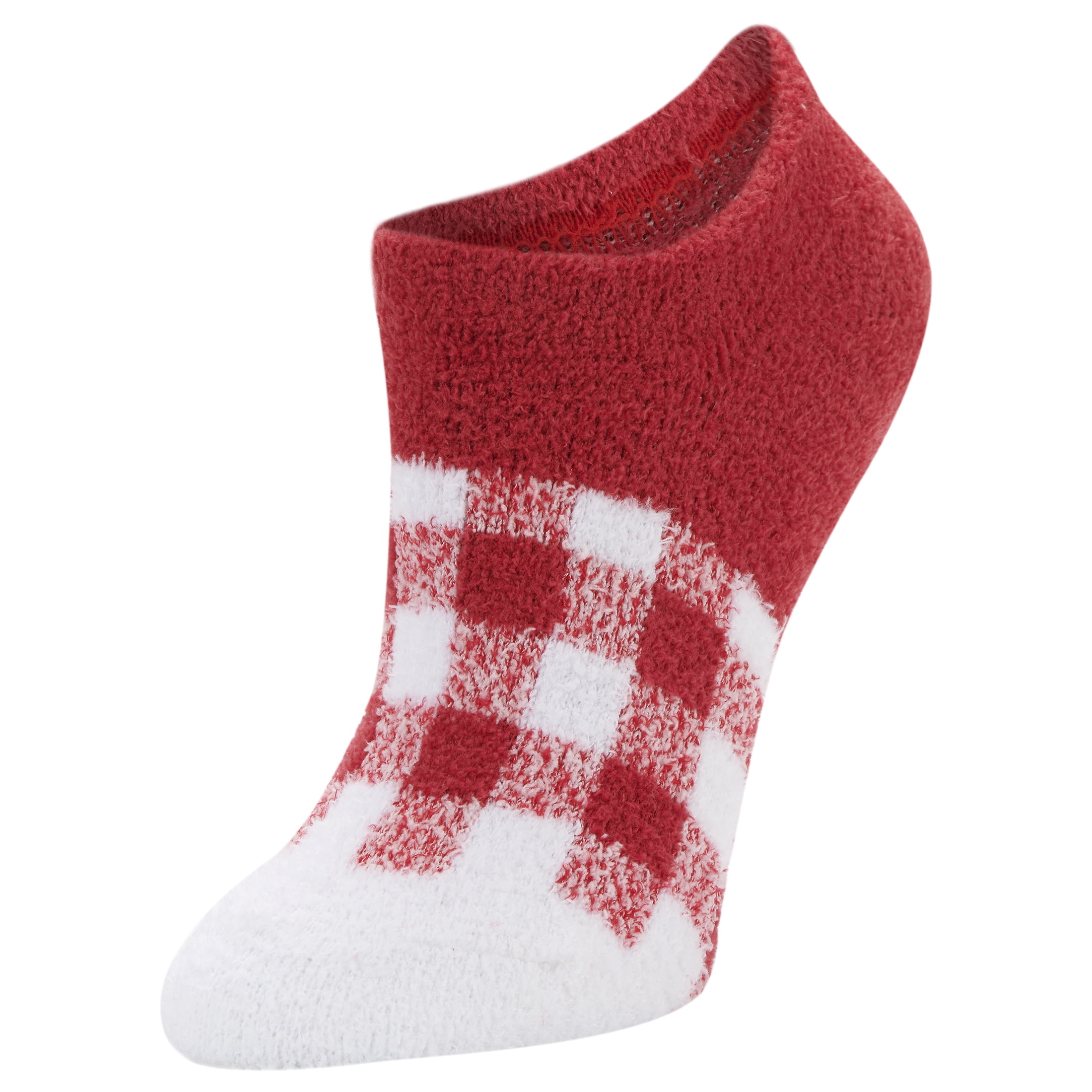Airplus Aloe Infused Holiday Footie Socks,  Red Check, Women's 5-10