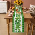 thumbnail image 2 of St. Patrick's Day Table Runner - 90 Inch Long Lucky Shamrock Grasses Green Plaid Cotton and Linen Blended Dress Scarves Farmhouse Table Runner for Kitchen Dining, Coffee Table, 13" x 90", 2 of 8