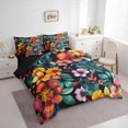 thumbnail image 3 of Manfei Kawaii Daisy Blossom 7-Piece Twin Bedding Sets,Countryside Floral Bedding Comforter Set,Green Orange Sheet Sets For Girls Teens,Microfiber Bedroom Decor Reversible, 3 of 8