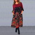 thumbnail image 2 of Vestido de falda larga de manga larga con estampado de posicionamiento de moda para mujer con bolsillos Wmkox8yi  FGJ944, 2 of 5